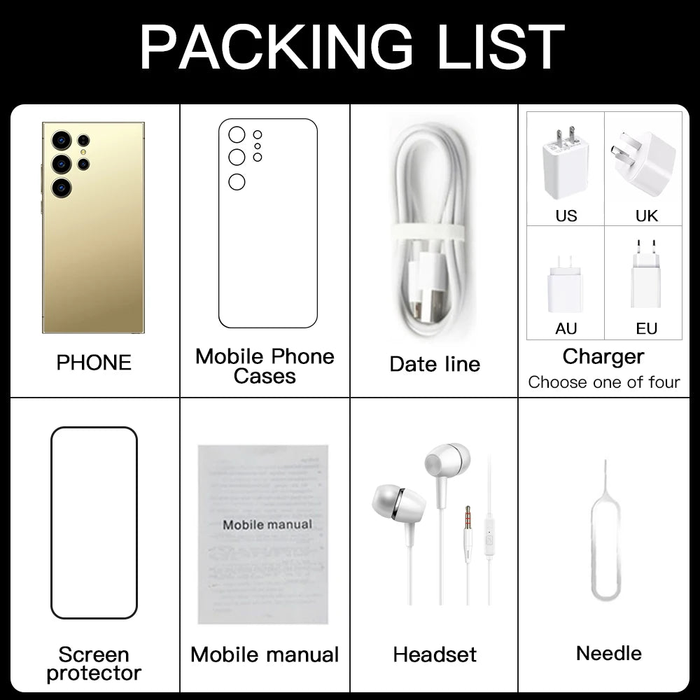 Samsun S24 ultra S Pen Android Cheap Phones 6 128G  Smart Phone 7.3 Inch Phone Fast Charging Unlock 5G WIFI - Tidesmit