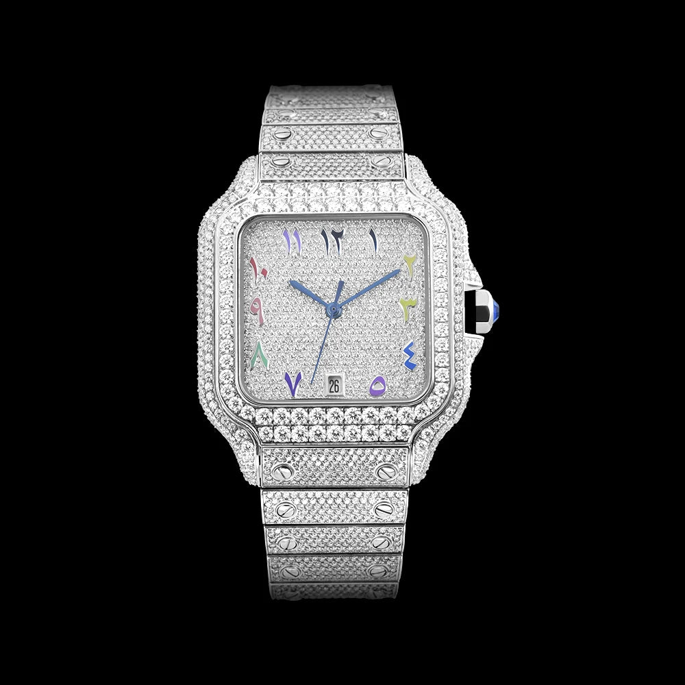 Moissanite-uhr Moissanite Watch Custom Diamond Rose Gold Moissanite Watch Mechanical Movement Classic Luxury Men's Vvs Uhr