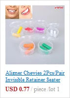 Colorful silicone aligner chewies for invisible retainer seating, used to fix orthodontic aligner fit and positioning.
