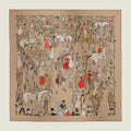 Luxurious 140*140cm Square Horse Ranch Digital Printed Elegant Fashion Cashmere Silk Scarf Hand Rolled  MOQ 1PC
