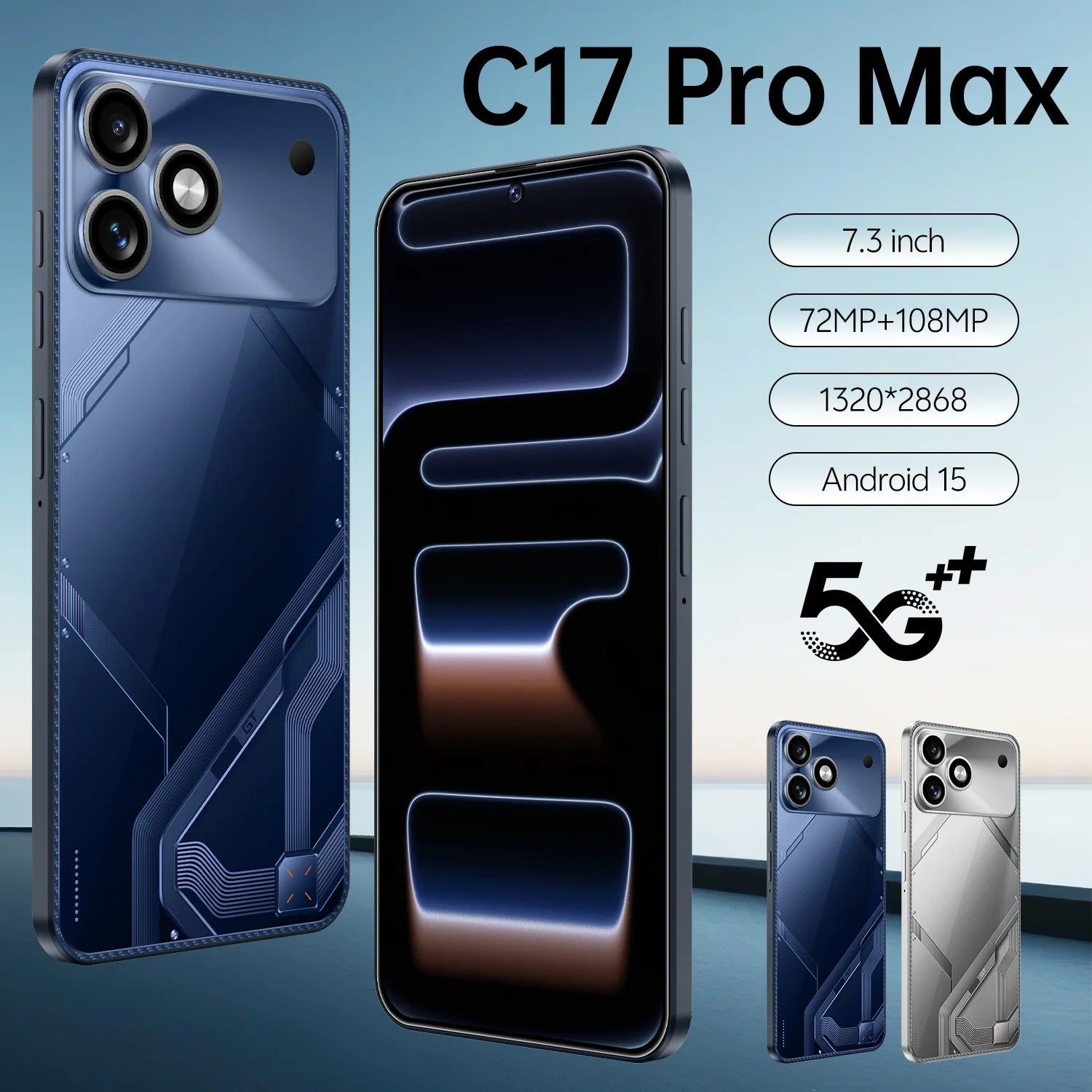 Tidesmit 5G Smartphone: 16GB RAM, 1TB Storage, 7.3-inch AMOLED Silver Gray 16g 1TB Tidesmit