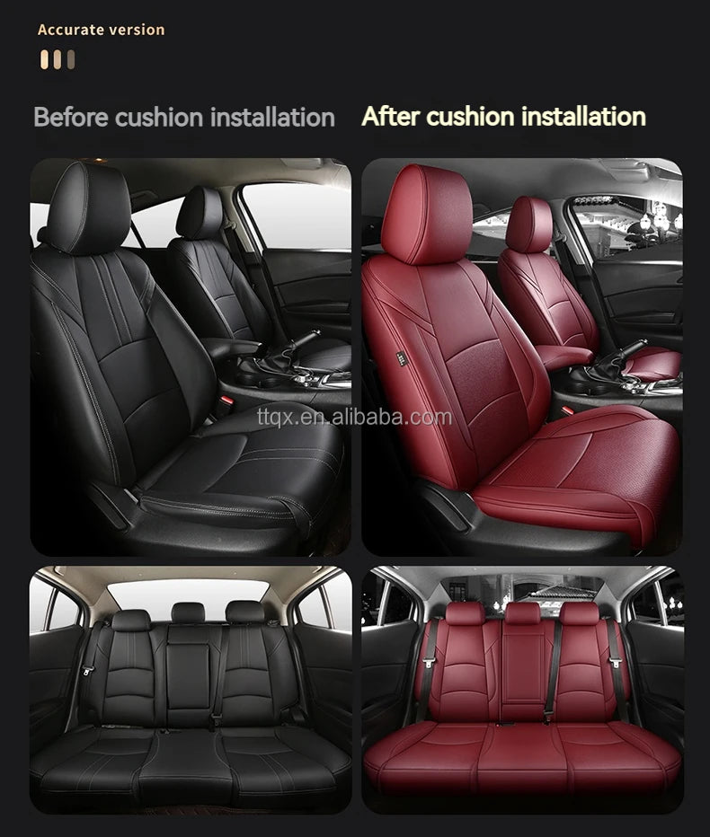 Hot Sale Car Seat Covers for Mazda 3 2014-2024 Full Set Luxury Leather Car Accessories Waterproof Car Seat Protector