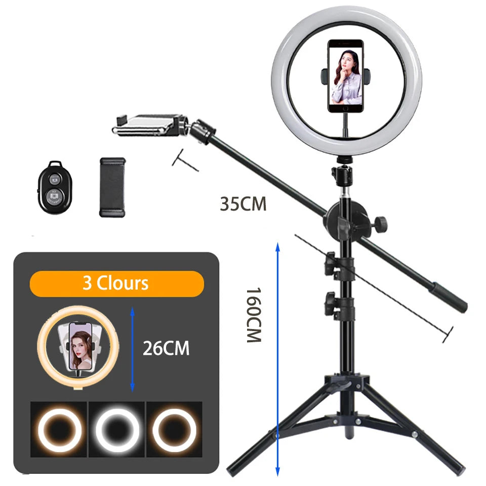 10 Inch LED Ring Light with Tripod Stand for Content Creation 10inch Tripods Clip Tidesmit