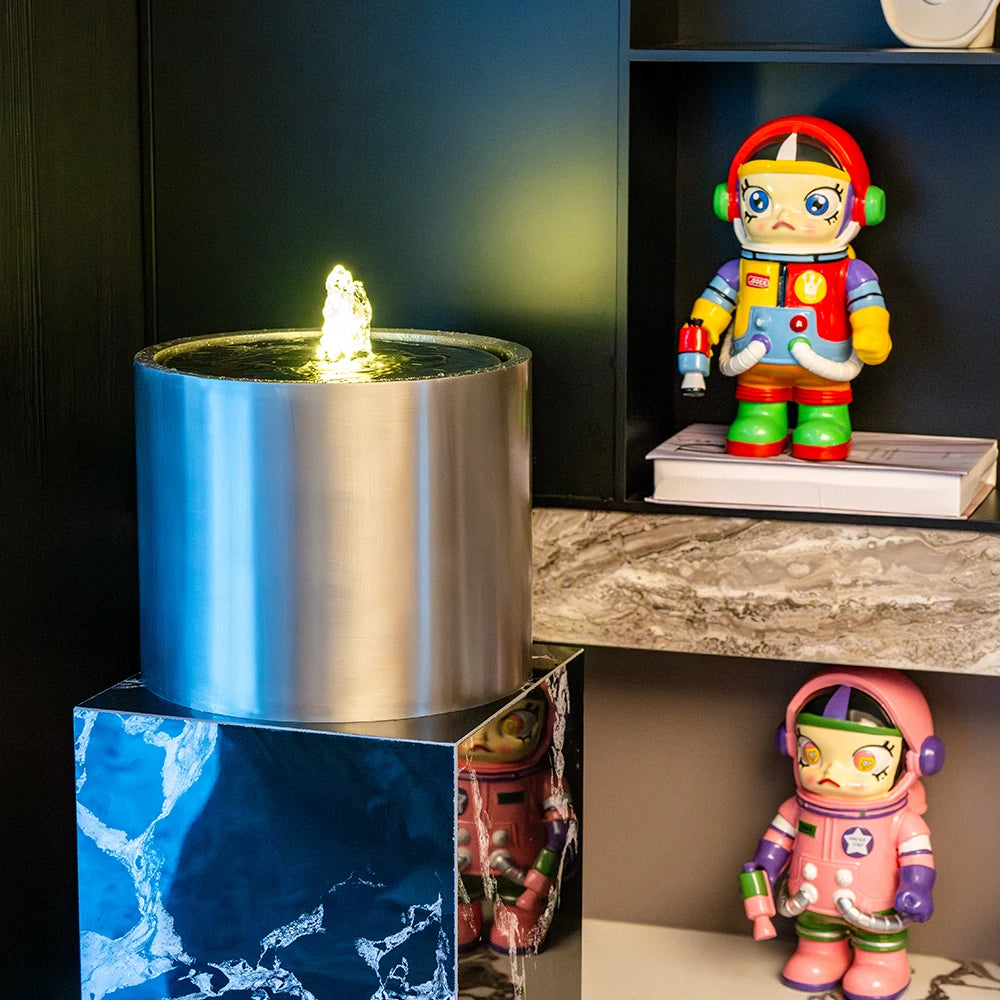 Stainless Steel Waterfall Fountain with LED Lights for Home/Living Room/Garden/Table/ Decoration Gifting Item Tidesmit