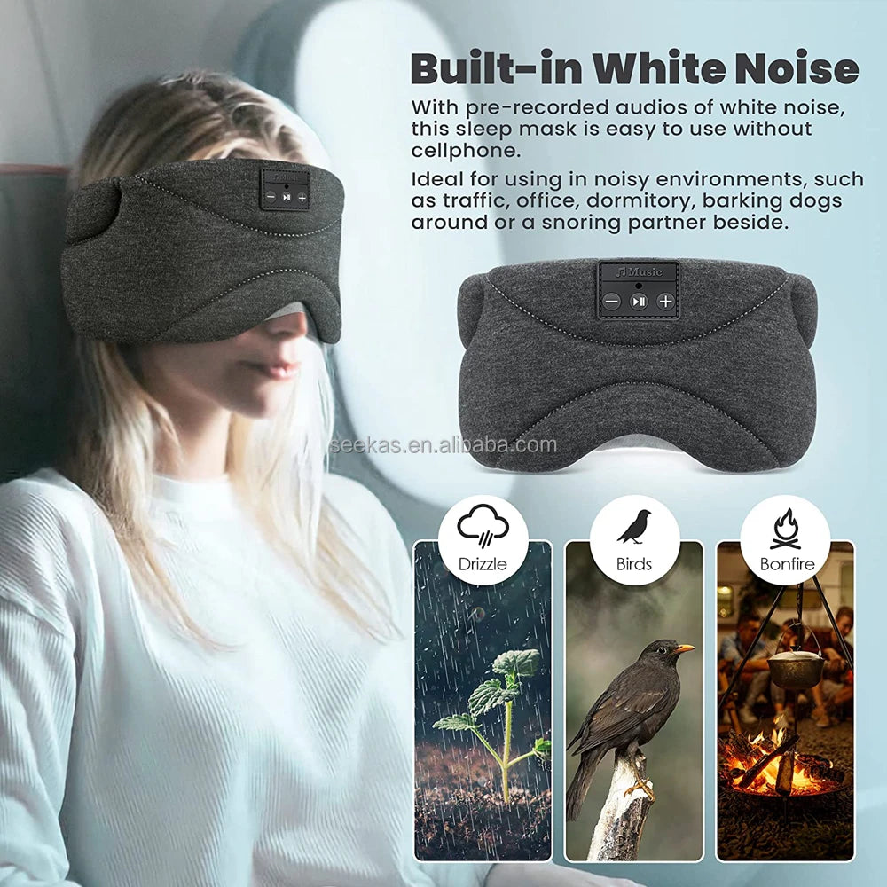 Bluetooth Sleep Headphones Eye Mask with Timer and White Noise Sleeping Mask with Speakers Cooling Fabric for Side Sleepers Tidesmit