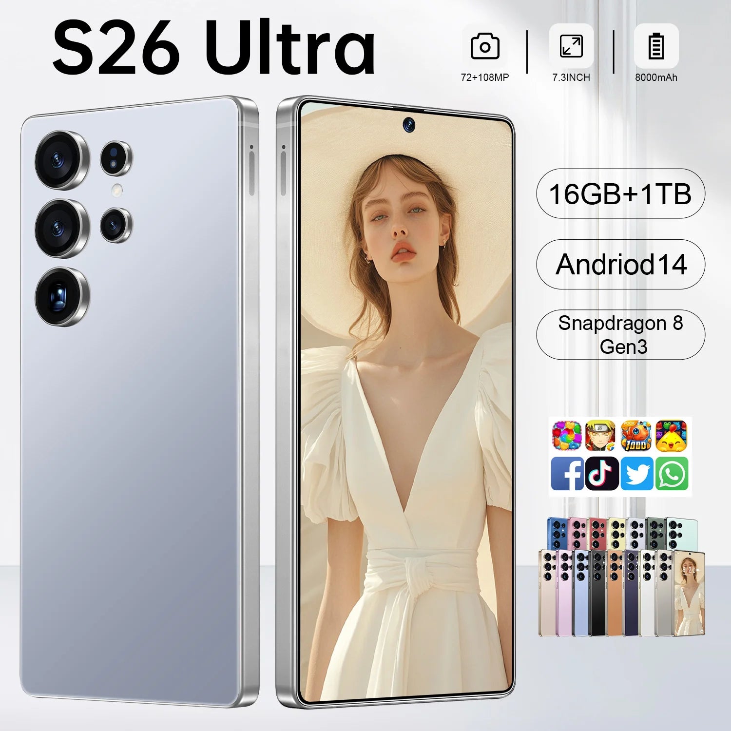 5G Smartphone 6.9 Inch AMOLED 16GB RAM 1TB Storage Dual SIM Unlocked Tidesmit