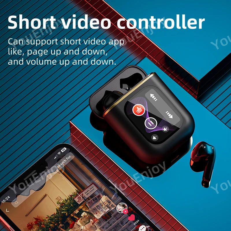 Wireless Smart JB ANC LCD Touch Screen TWS Earbuds Active Noise Cancelling In-Ear K2 Headphones with Jl Chipset Tidesmit