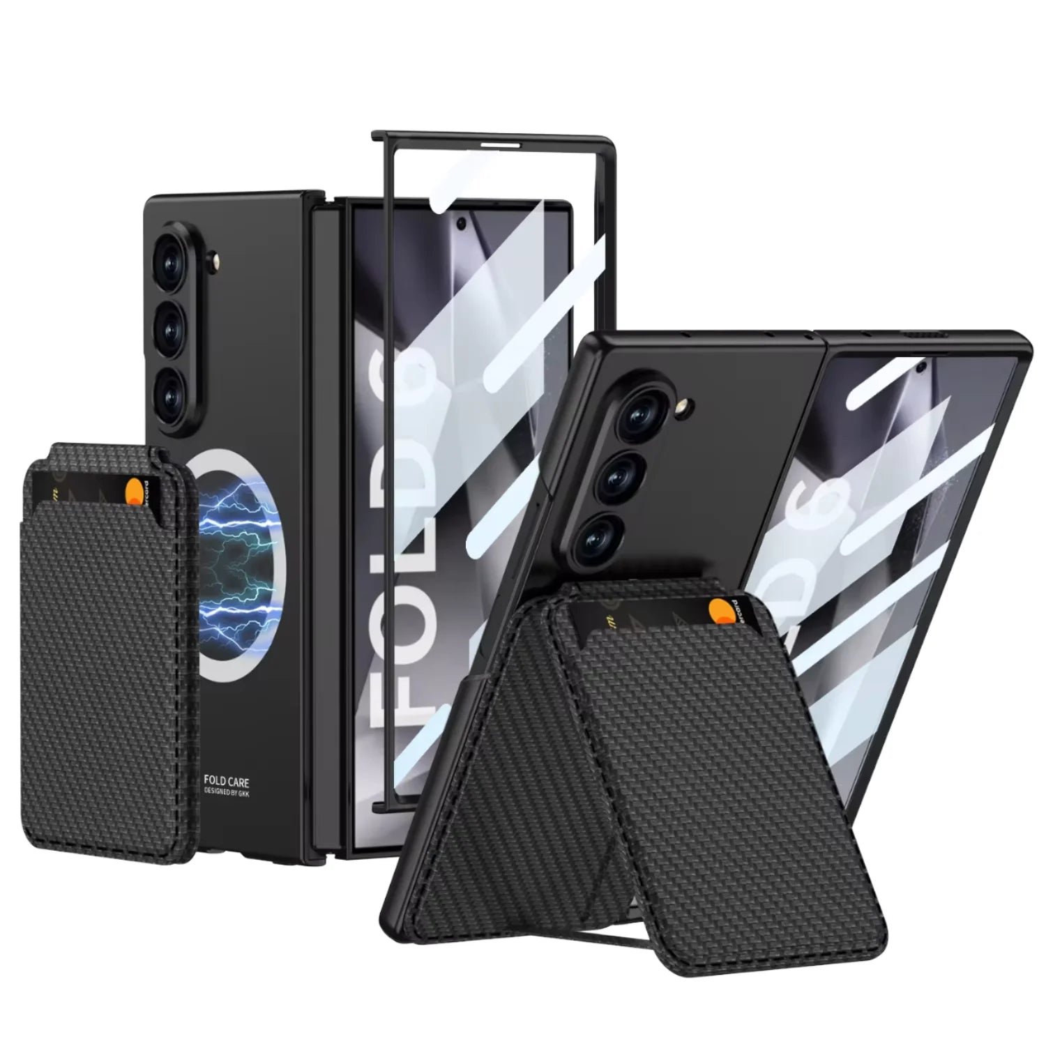 Wireless Charging PU Leather Hard PC with Screen Protector Card Bag Phone Cover for Samsung Galaxy Z Fold 6 Tidesmit