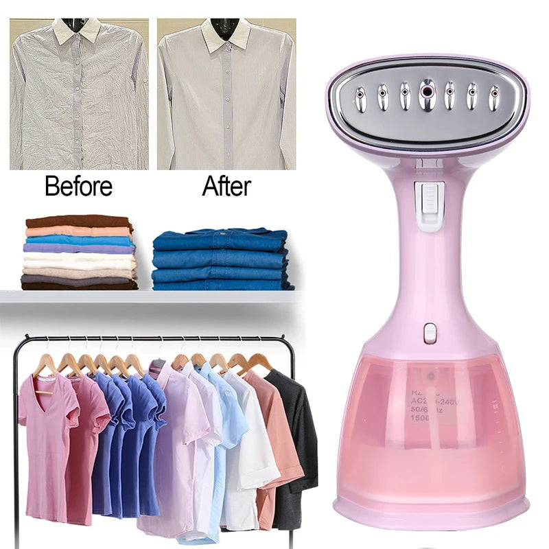 Tidesmit 1500W handheld garment steamer showing 350ml water tank and compact nozzle for portable travel ironing