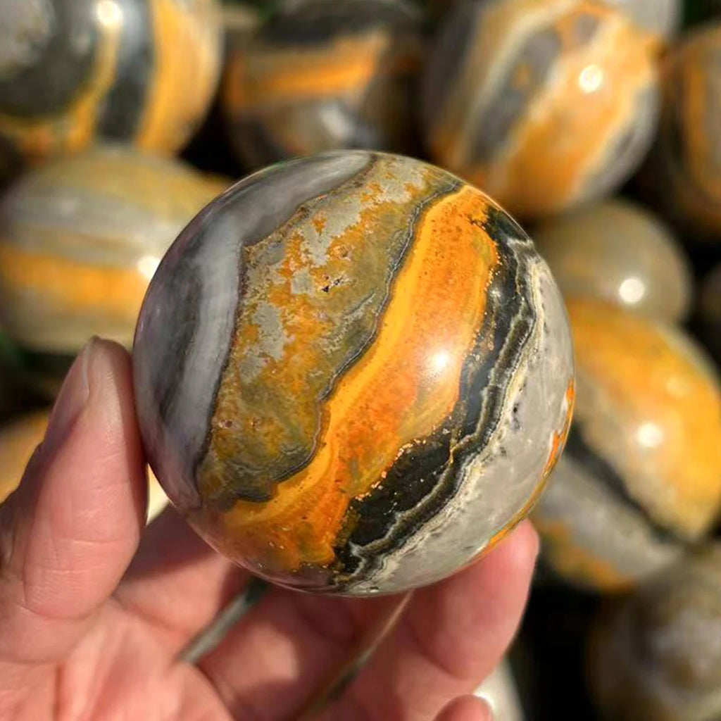 Natural Crystals Healing Stones Rare Stone Bumblebees Jasper Ball Quartz Crystal Sphere for Home Decoration