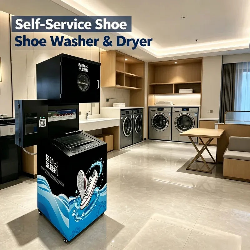 Commercial Automatic Shoe Washer and Dryer with Card and Coin Payment