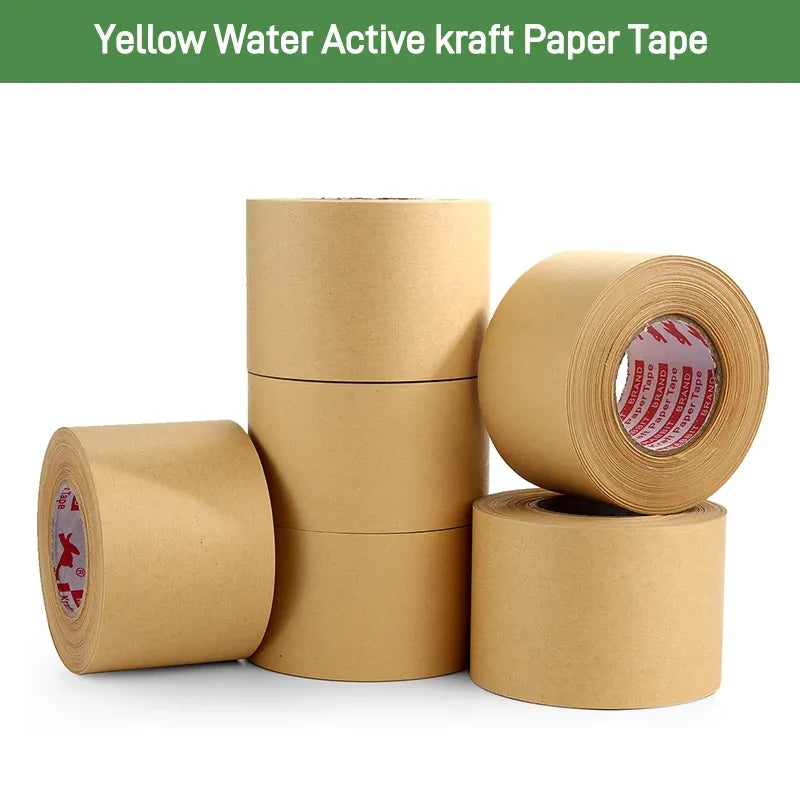 Custom Printed Brand LOGO Water Activated Kraft Paper Tape Suitable Shipping Self Adhesive Kraft Paper Tape