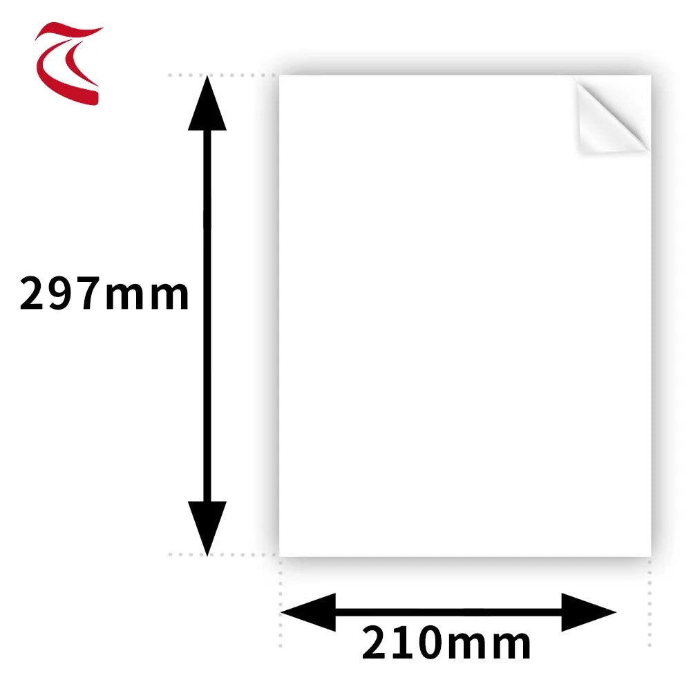 Matte white vinyl sticker paper size 297 x 210 mm, matte printable sheet