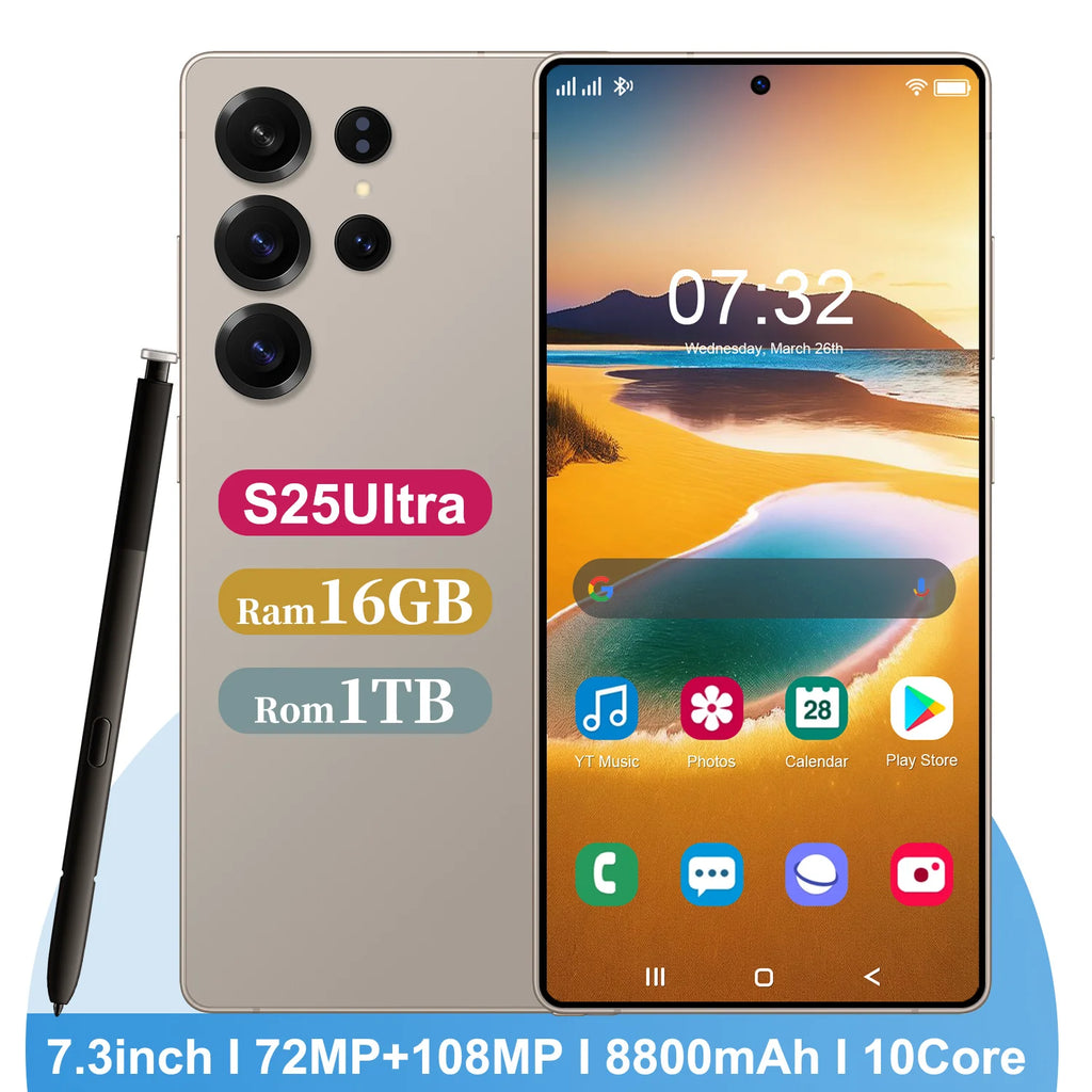 S25 Ultra 7.3-inch 5G smartphone with 16GB RAM and 1TB storage showing side profile design features