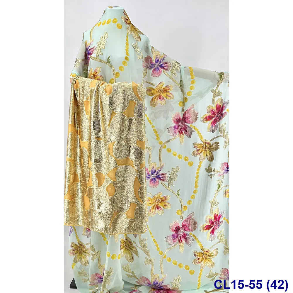 Lisami RTS Luxury Silk Fabric Elegant Multi-Color 3D Metallic Handcut for Dresses Weddings and Curtains