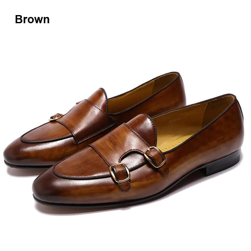 Luxury Formal Monk Strap Wedding Party Office Business Footwear Cow Leather Men Dress Shoes