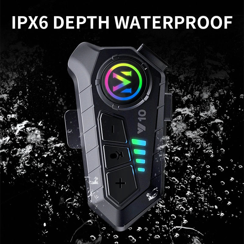 Bluetooth Speaker -New Y10 Motorcycle Helmet Intercom Waterproof BT 5.3 Long Standby Helmet Intercomunicador Speaker Earphone