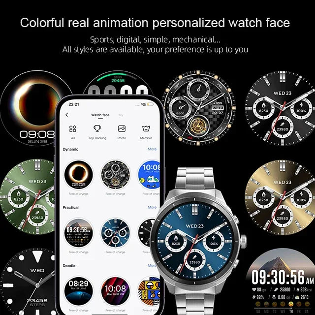 New High-end Fashion Smart Watch Wholesaler 1.43" AMOLED 1Gb Flash Al Voice IP68 Waterproof BT Call Blood Oxygen Fitness Tracker - Tidesmit