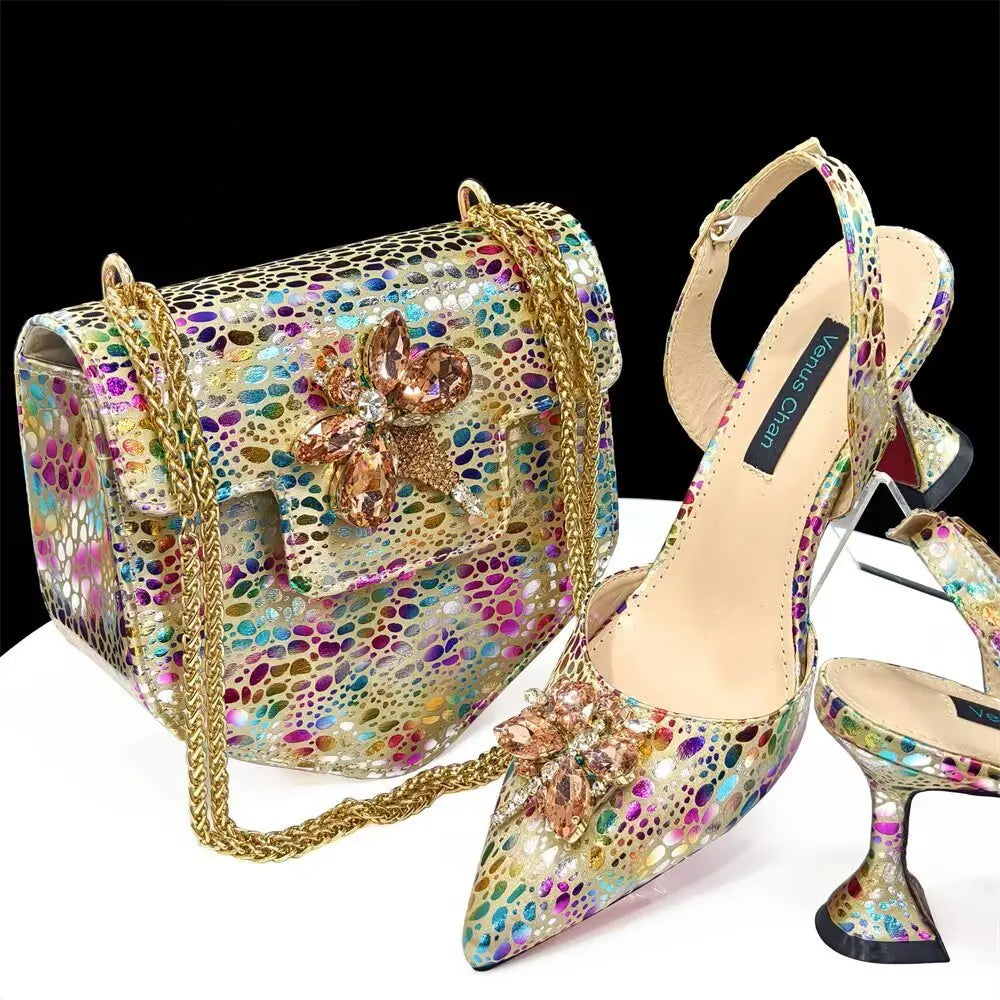Shein Bestseller Women's Shoes and Bags Set: Pointed-toe Heeled Pumps with an Unconventional Shoulder Bag and Tote