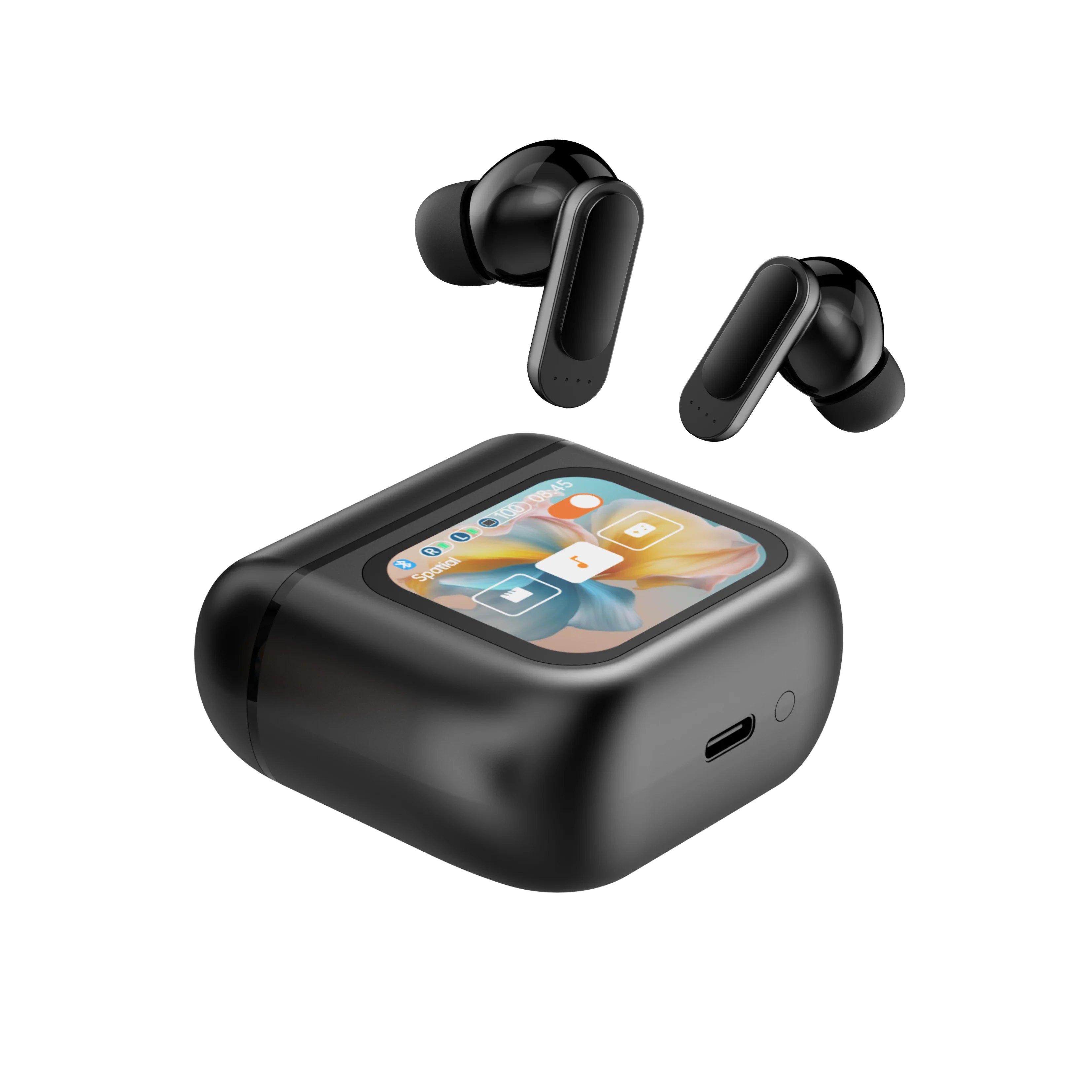 Newly Designed Anc Enc Tws Earphones with Digital LCD Touch Screen Wireless in Ear Headphones, Generation Pod TWS Earbuds Tidesmit