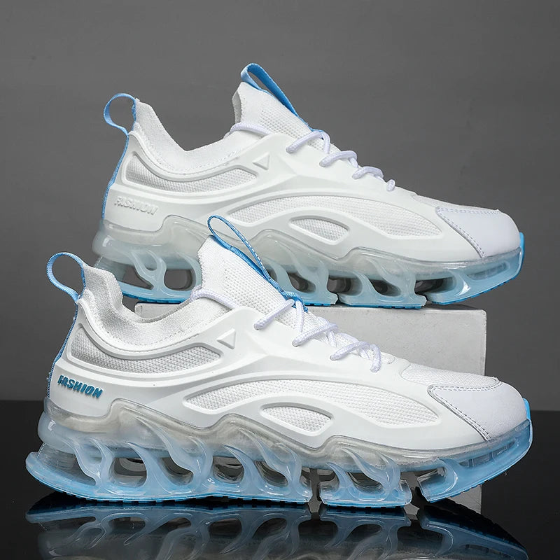 Custom Logo Men Fashion Sneakers Height Increasing Fly Knitting Blade Running Trainers Sneakers Walking Sports Men Shoes
