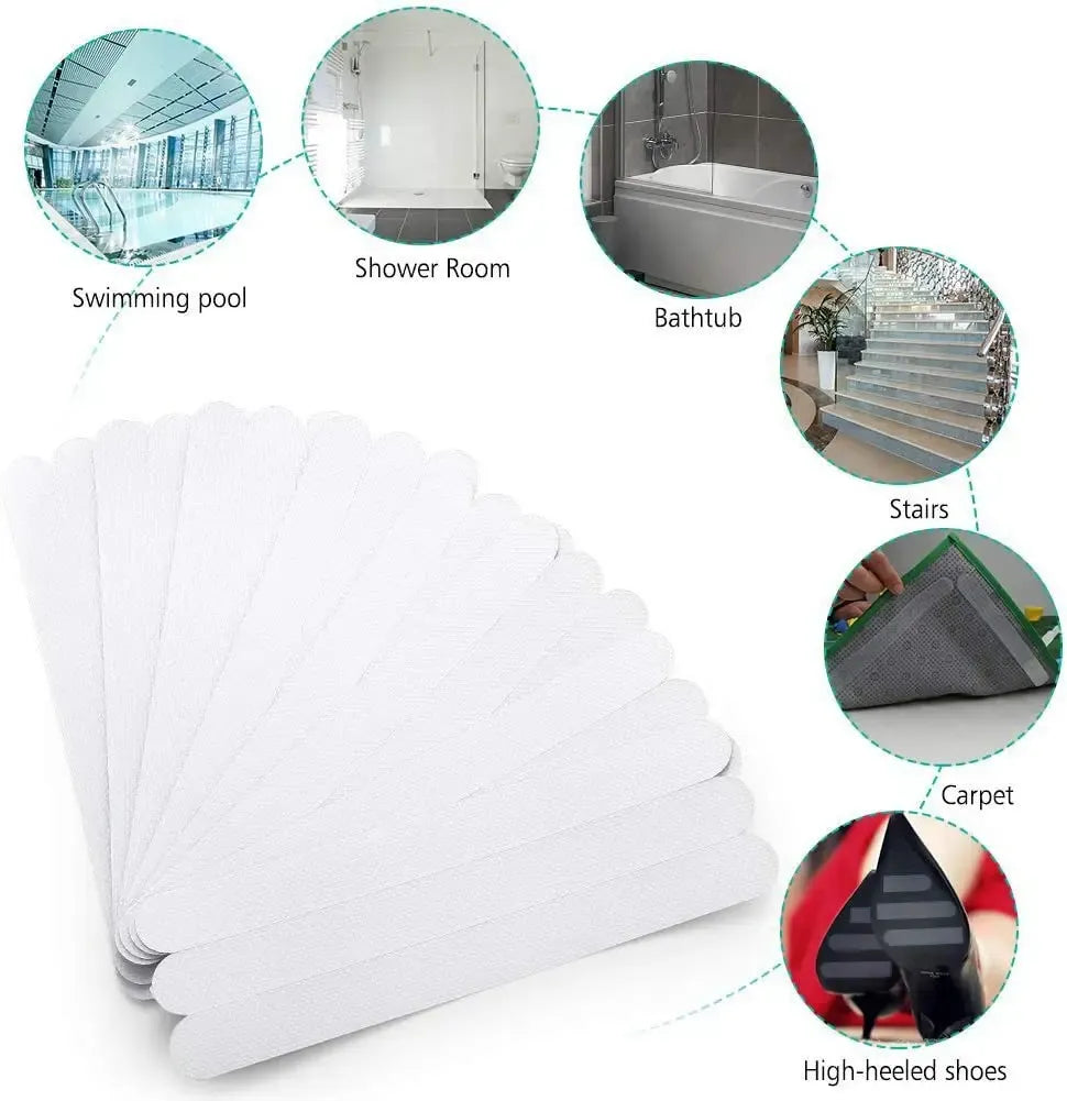 Clear anti-slip tape strips pack with several pre-cut sheets for shower and tub