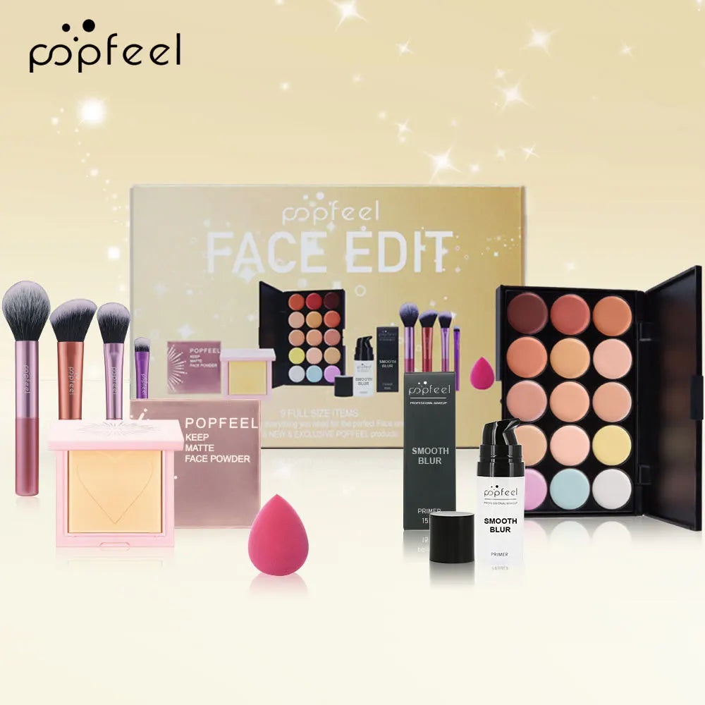 Wholesale Cheap and Good17 Styles Makeup Set Eyeshadow Lipstick Eyebrow Pencil Lip Gloss Makeup Brush Cosmetics Kit ALIBABA SET006C Tidesmit