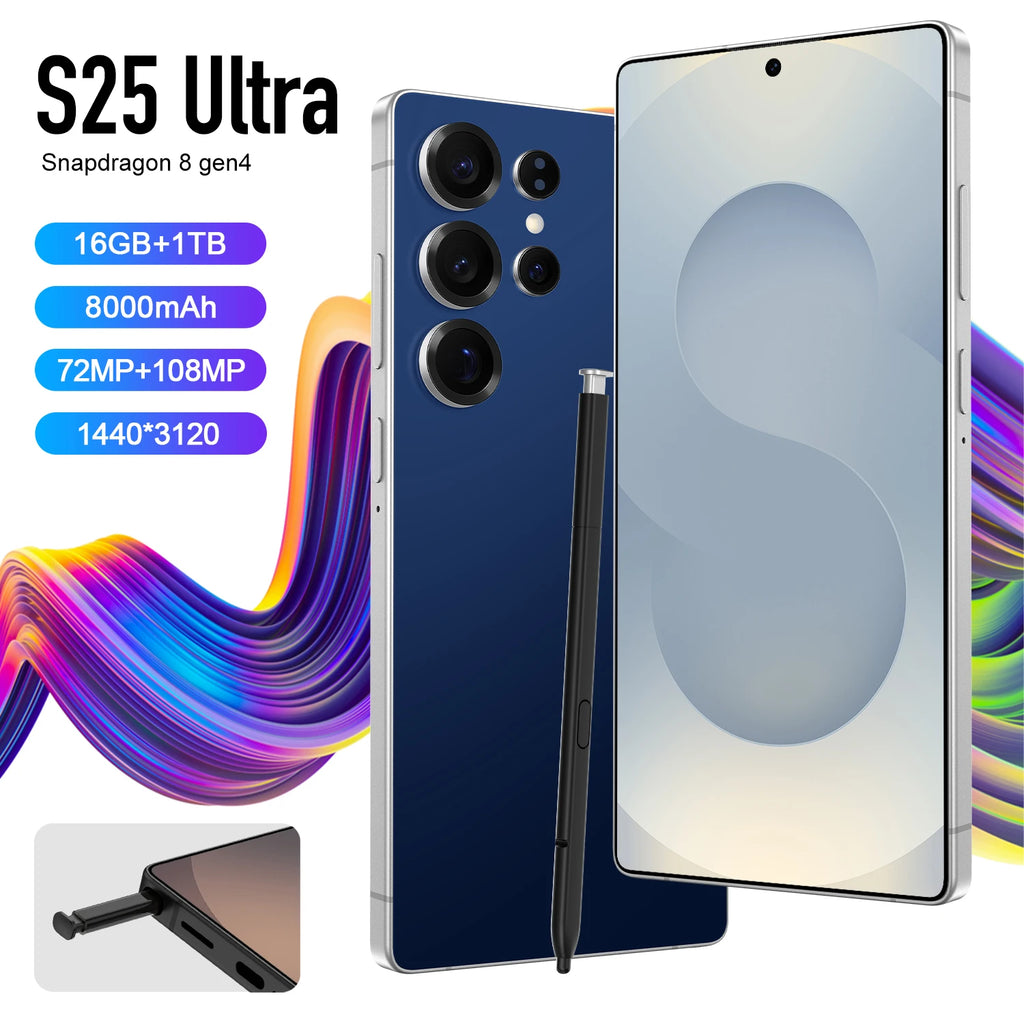 Tidesmit S25 Ultra 5G Smartphone with 6.9 inch screen, dual SIM, and unlocked Android performance for mobile users.