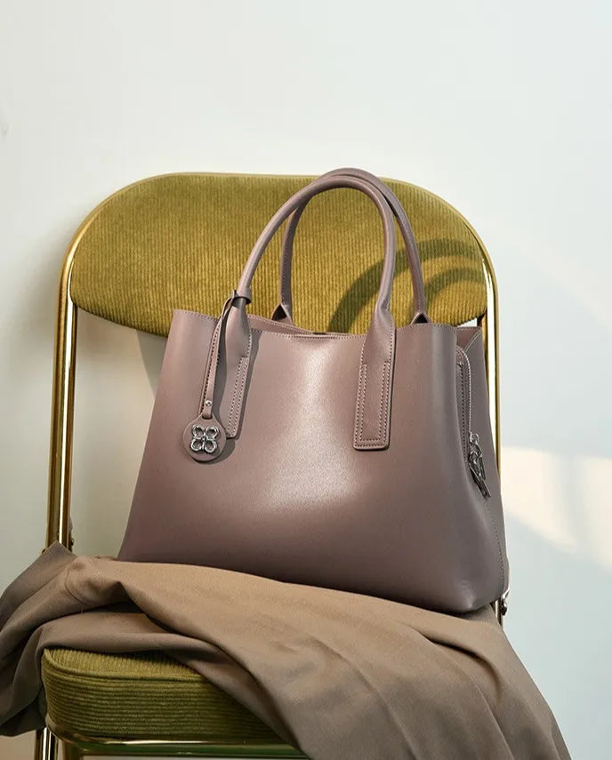 Women's 2026 New Large Capacity Genuine Leather Crossbody/Shoulder Handbag Removable Strap Zipper Closure Luxury Elegant Fashion
