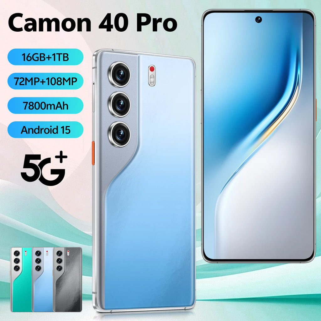 Camon 40 Pro 5G Smartphone, 16GB RAM, 1TB Storage - Blue Tidesmit