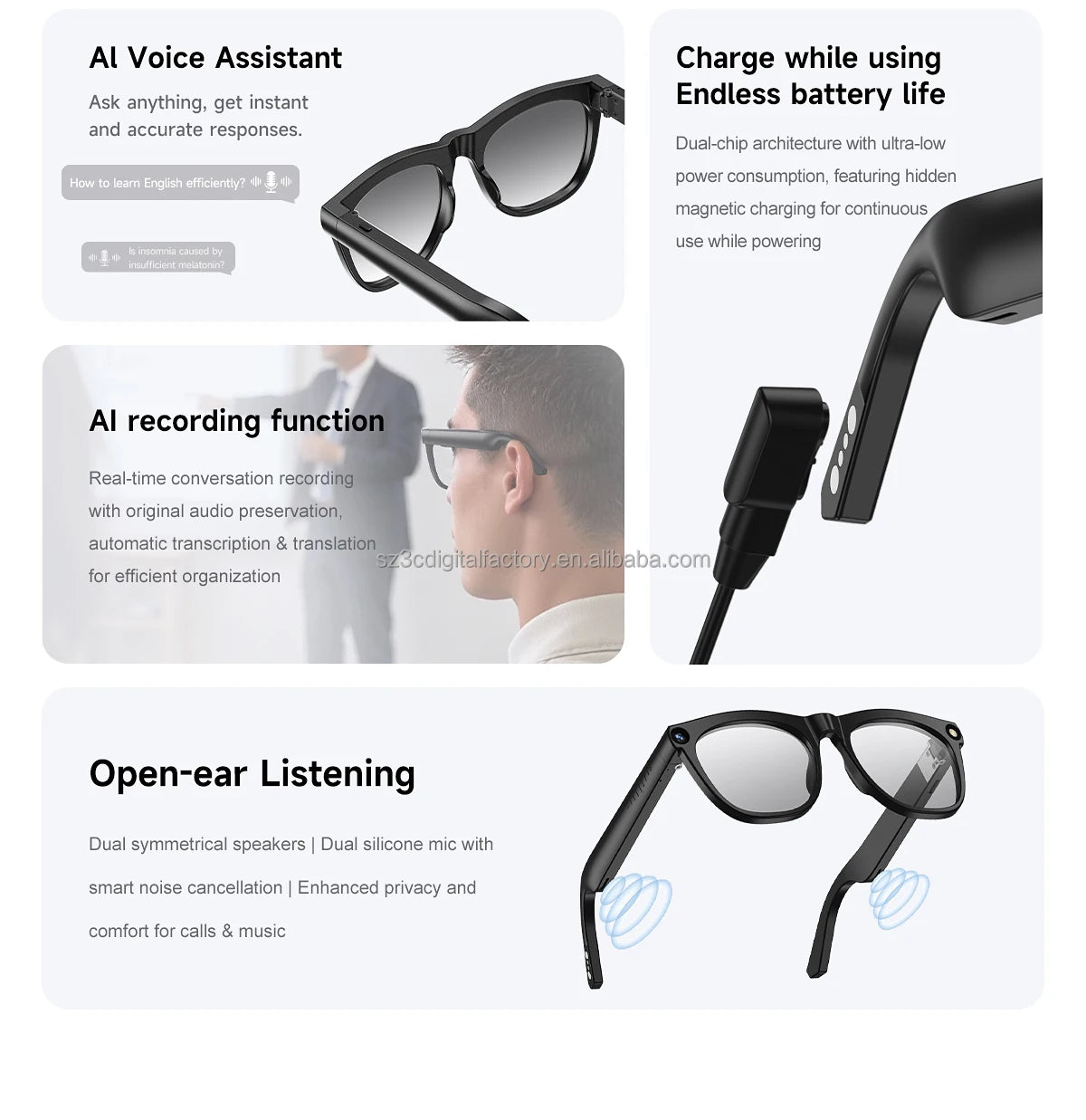 NextGen CY01 Smart Glasses AIPowered Translation 8.0MP Camera Multimedia Player AR Hardware Glasses Tidesmit