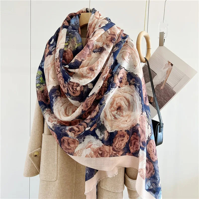 New Designer Warm Soft Pashmina Neck Scarves Shawl Blanket Water Soluble Lambs Luxury Wool Scarf