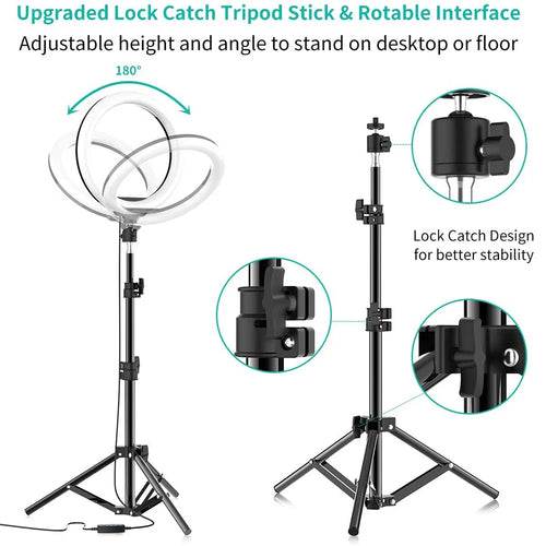10 Inch LED Ring Light with Tripod Stand for Professional Video Lighting Tidesmit
