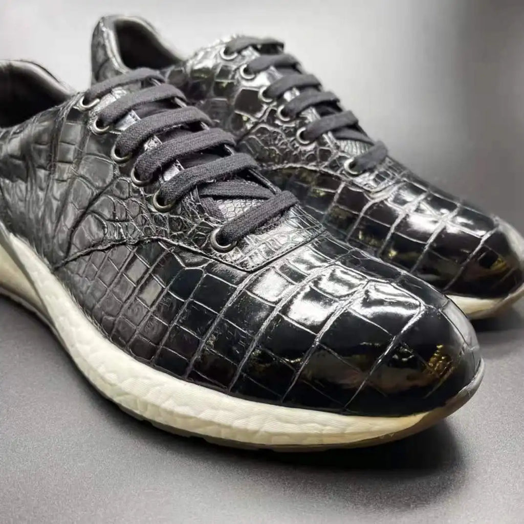 Shoes Men Sneaker Genuine Alligator Leather High Grade Walking Style Man Shoes New Chaussures-Homme Design Sports Shoes for Men
