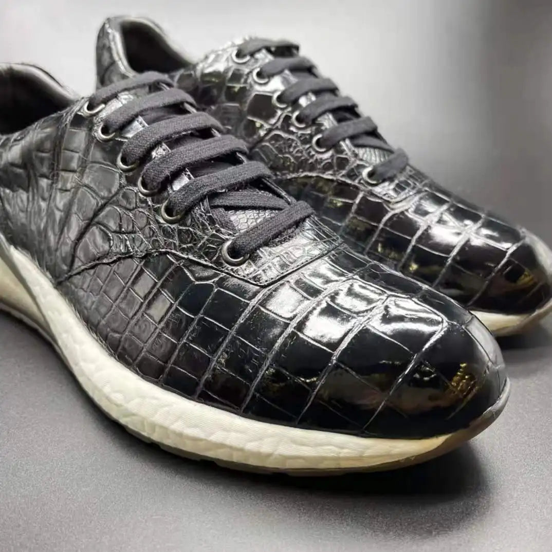Shoes Men Sneaker Genuine Alligator Leather High Grade Walking Style Man Shoes New Chaussures-Homme Design Sports Shoes for Men