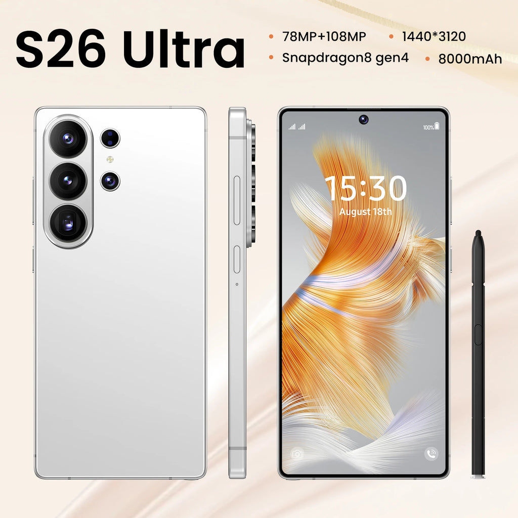 Tidesmit S26 Ultra smartphone side view highlighting sleek metallic frame and high definition camera lens design
