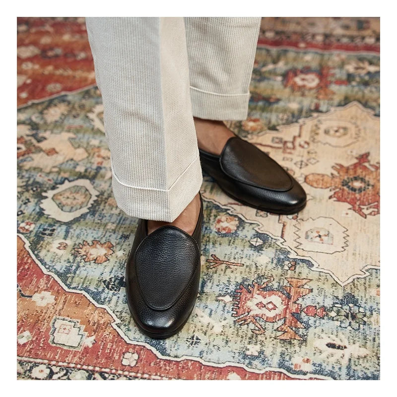 Luxury Genuine Leather Loafers Slip-On Comfort Anti-Slippery Soft Breathable Old Money Style Casual Shoes Men Customizable