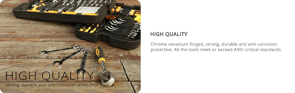 DEKO 258pcs Home DIY Hand Tool Set Professional Hand Tool Luggage Three-layer Rolling Portable Storage Box