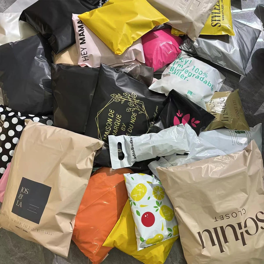 100Pcs/1Bag Custom Poly Mailer Courier Bag Biodegradable Packaging Mailing Mailer Shipping Bags for Packaging Small Business