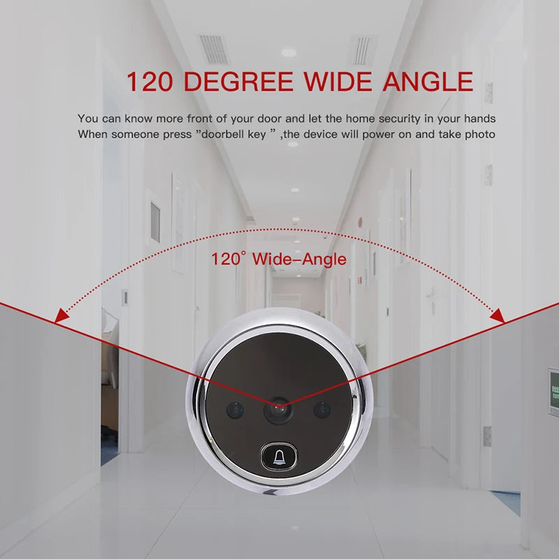 KAK 2.8" LCD Screen Electronic Door Viewer Bell IR Night Door Camera Photo Recording Digital Door Viewer Smart Peephole Doorbell