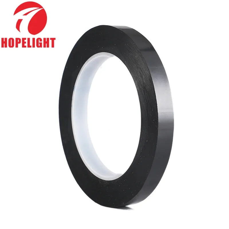 Black high-temperature PET tape roll with silicone adhesive strip