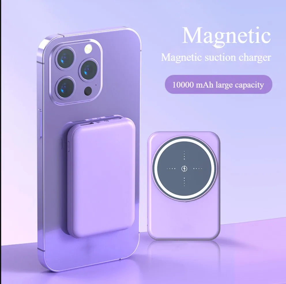 Exquisite Design Mini Power Bank Cellphone Purple 10000mah Wireless Magnetic PowerBank for Mobile Phone Tidesmit