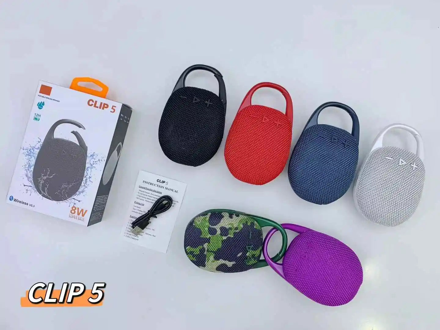 Bluetooth Speaker -Clip5 Mini Portable Wireless BT Speaker 5W Bass Outdoor Sport Speaker Home Gift Clip4 Mini Boombox Speakers With Hook