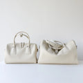Vegetable-tanned Leather Luxury Minimalist Classic Two Zip Water Resistant Vintage Large-capacity Tote Handbag Boston Bag