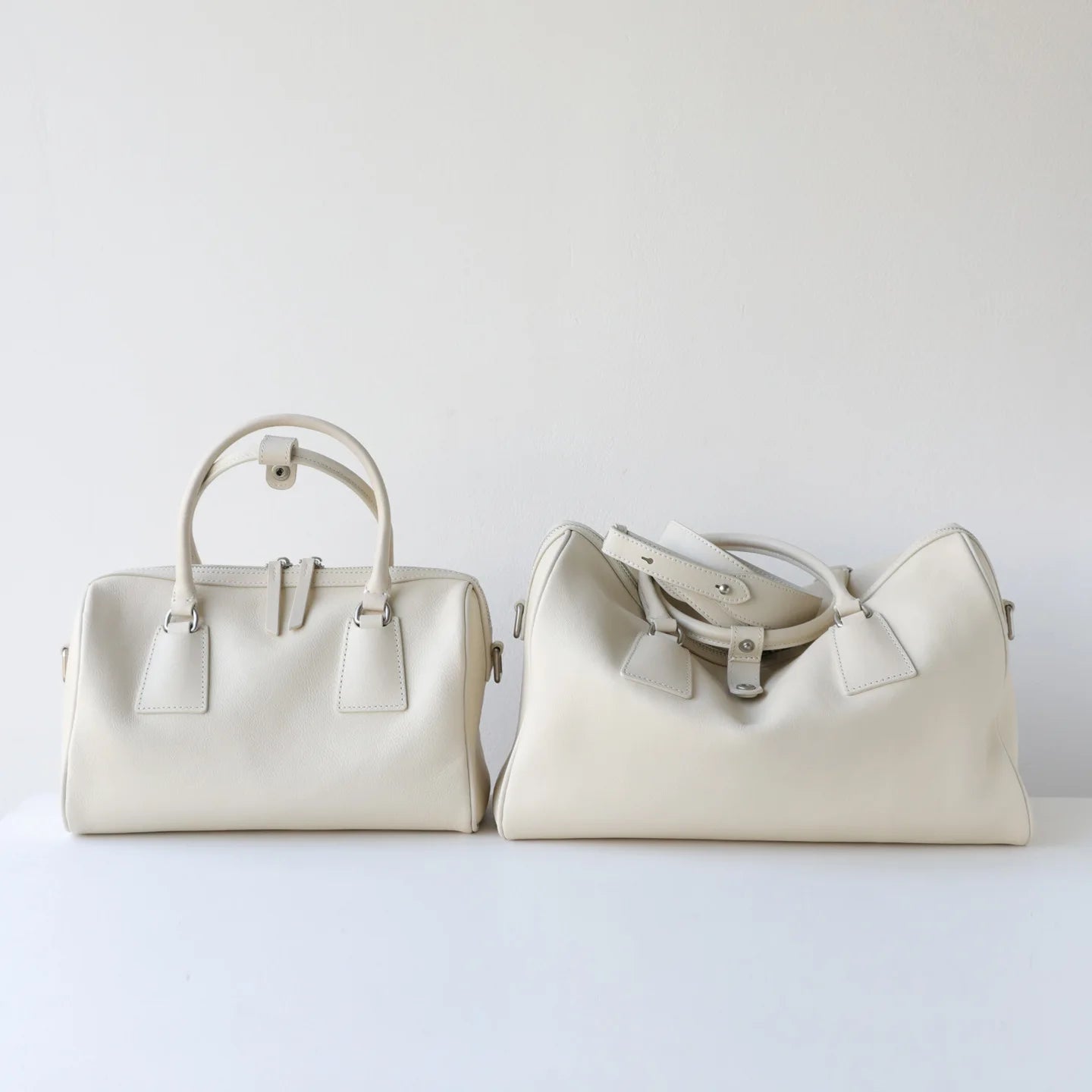 Vegetable-tanned Leather Luxury Minimalist Classic Two Zip Water Resistant Vintage Large-capacity Tote Handbag Boston Bag