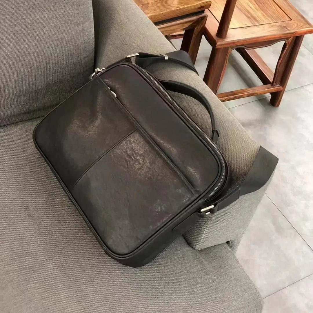 Vintage Top Layer Cowhide Messenger Bag Men Small Horizontal Shoulder Satchel iPad Crossbody Handbag Retro Business Daily Carry