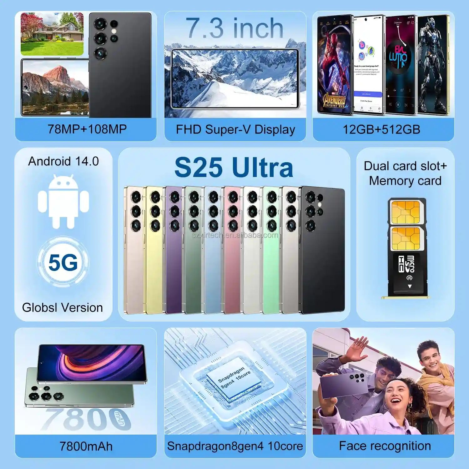 Tidesmit 5G Smartphone, 7.3 Inch AMOLED, 22GB RAM, 1TB Storage Tidesmit