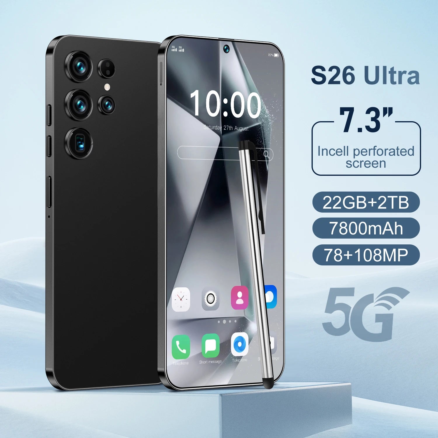 2025 New Original Phones S26 ultra 5g Smartphones 22GB+2TB 5G Dual SIM Cellphone Mobile Phone Face Unlock Android 14 5G Phone - Tidesmit