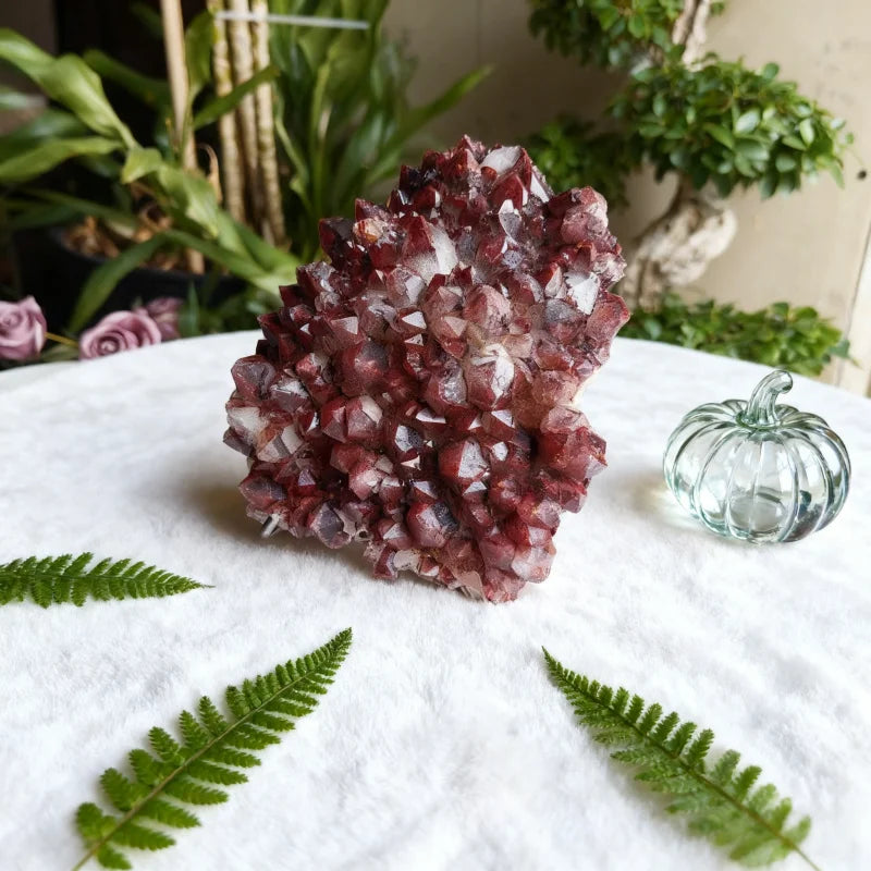 Red Rare Mineral Crystal Cluster Specimens Natural Strawberry Fluorite Mineral Sample Healing Raw Rough Stone Decoration 5-10cm