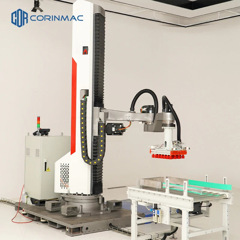 CORINMAC Automatic Pneumatic Robot Pallet Gripper Glue Dispensing Palletizer with Paper Packaging Programming & Price